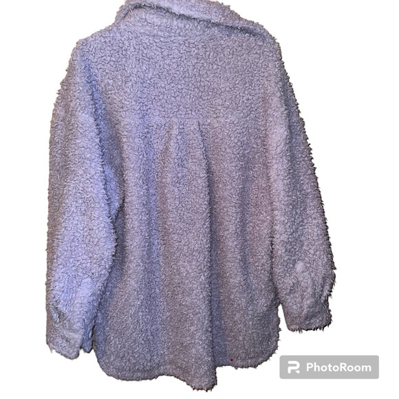Urban Outfitters Palmer Sherpa Oversized Shirt Jacket Lilac S Shacket - Picture 3 of 6